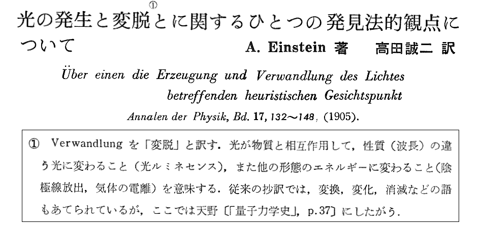 Einsteinの光量子論（1905年）